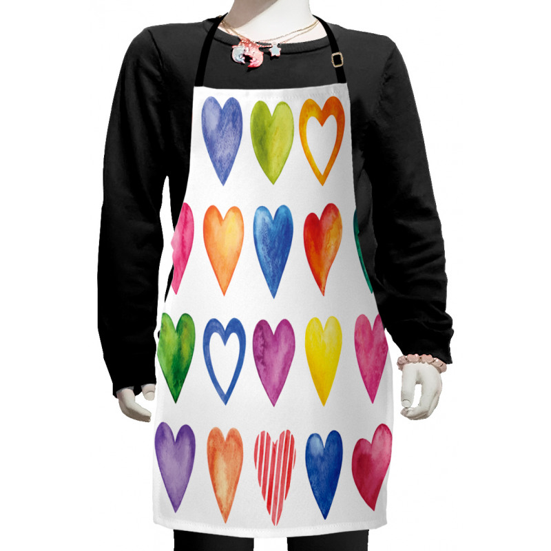 Watercolor Heart Romance Kids Apron