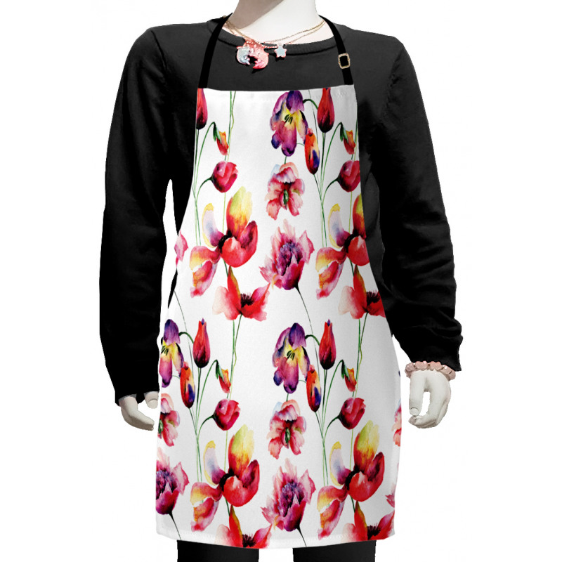 Blooming Tulip Poppy Kids Apron