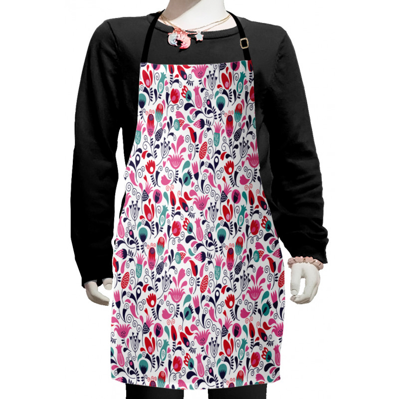 Ornate Swirls Tulip Art Kids Apron