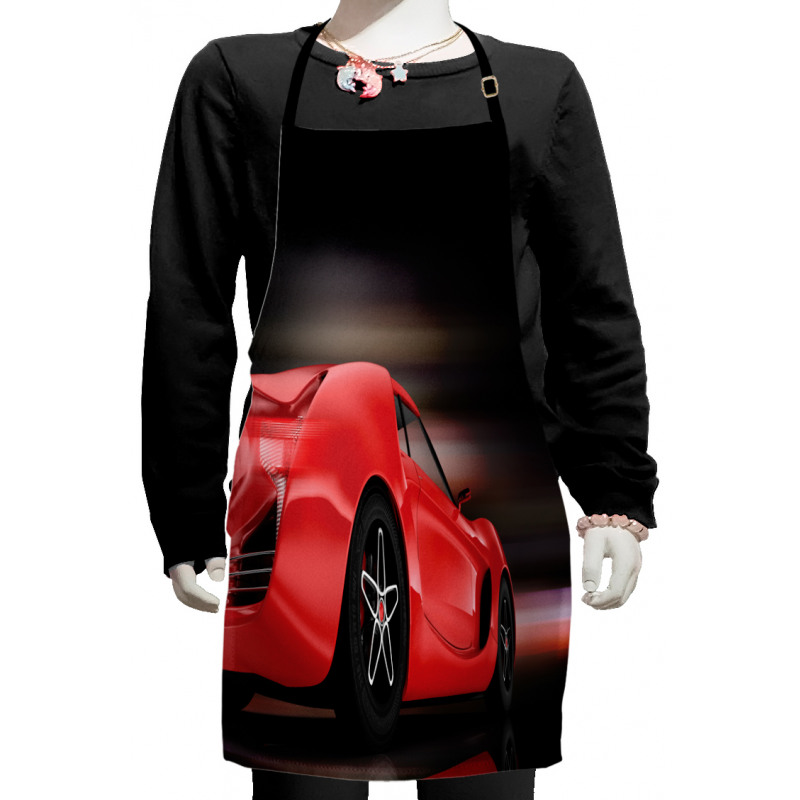 Futuristic Red Sports Kids Apron