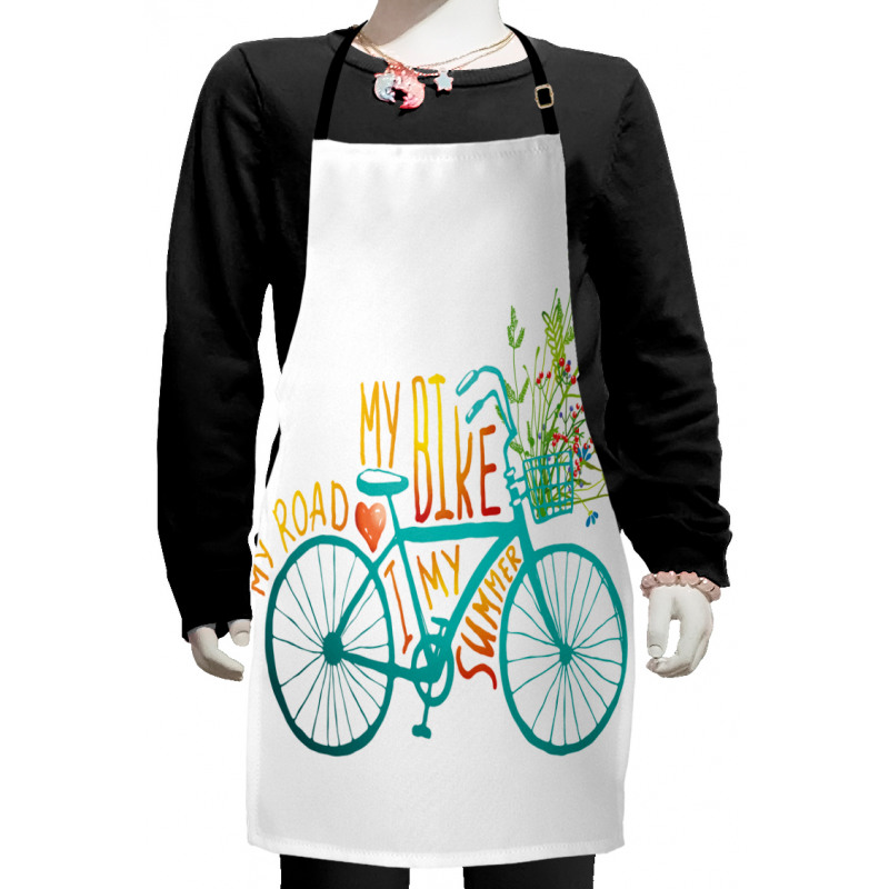 Blue Bike with Flowers Kids Apron