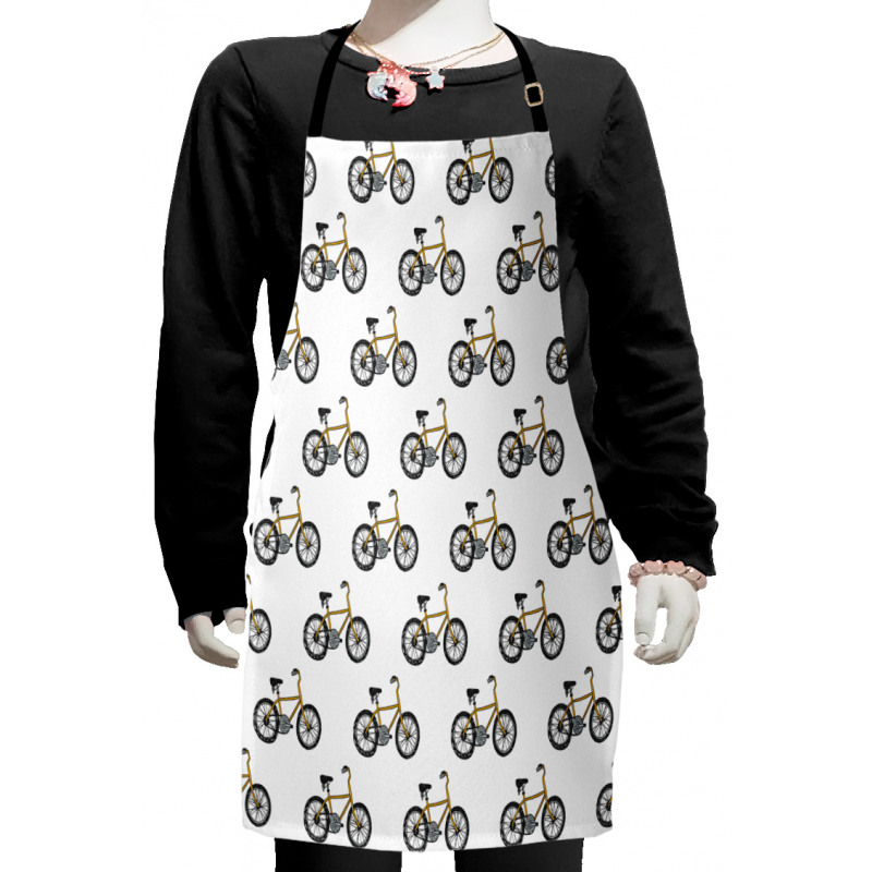 Yellow Bicycle Pattern Kids Apron