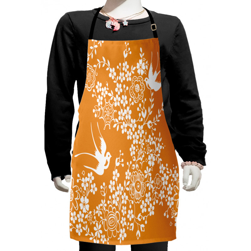 Japanese Tree Birds Art Kids Apron