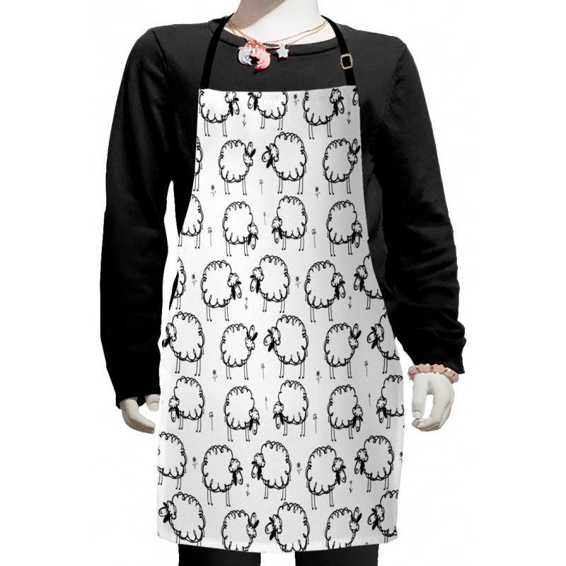 Funny Sheeps on a Meadow Kids Apron