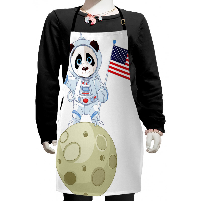 Astronaut on Moon Cartoon Kids Apron