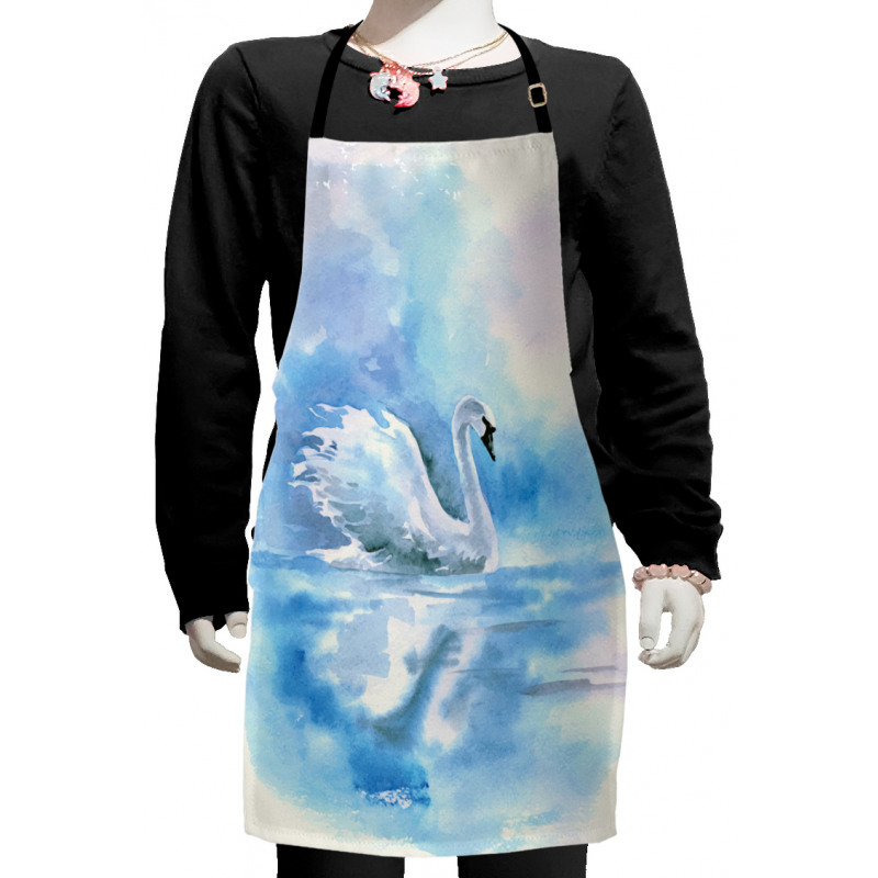 Swan in Hazy River Art Kids Apron