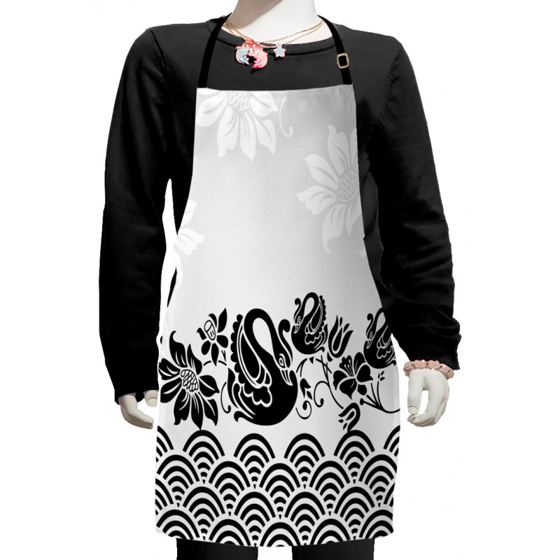 Black Swans and Flowers Kids Apron