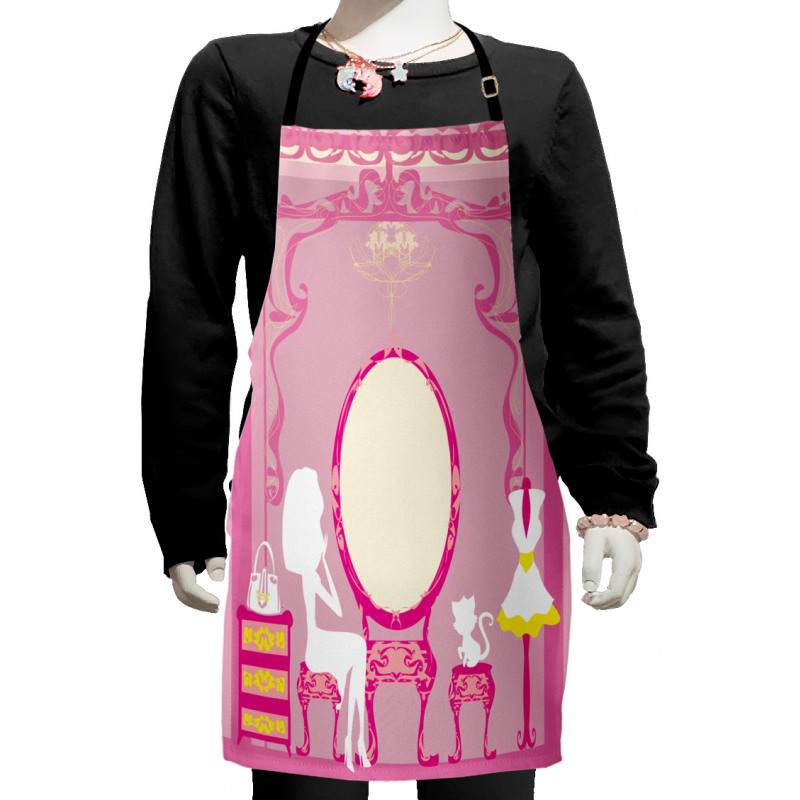 French Lady Cat Mirror Kids Apron