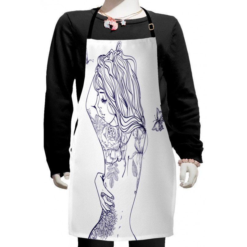 Young Girl with Tattoo Kids Apron