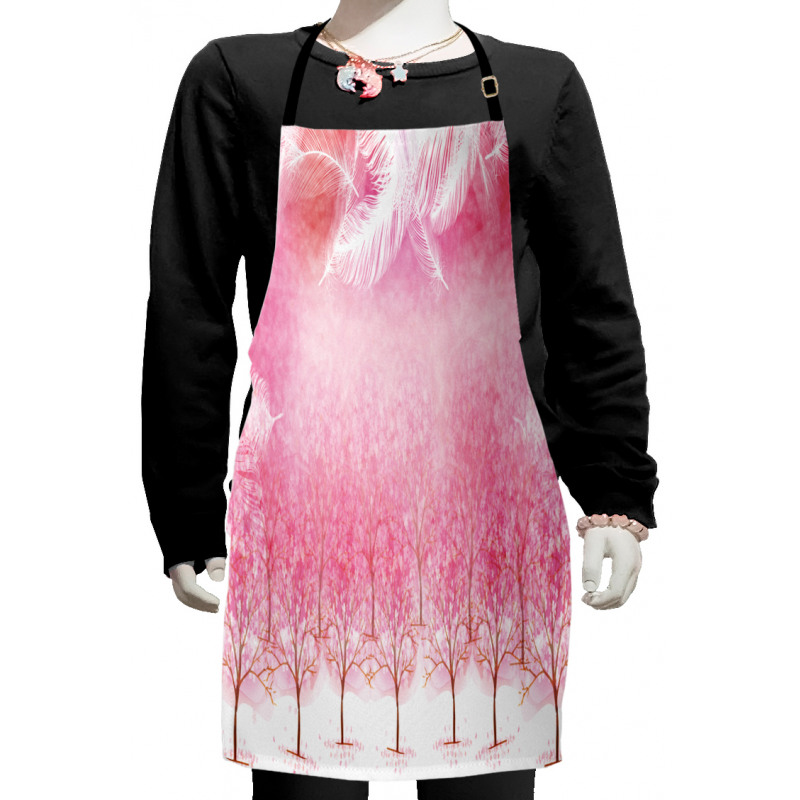 Cherry Trees Feathers Kids Apron