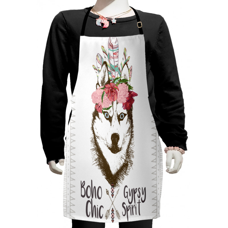 Flowers Feathers Husky Kids Apron