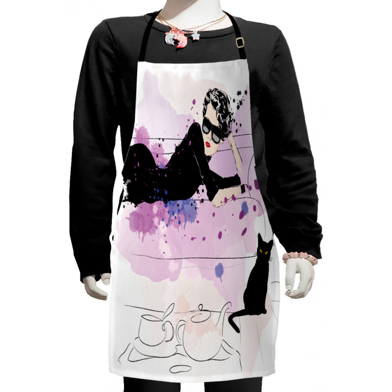 Girl and Cat Kids Apron