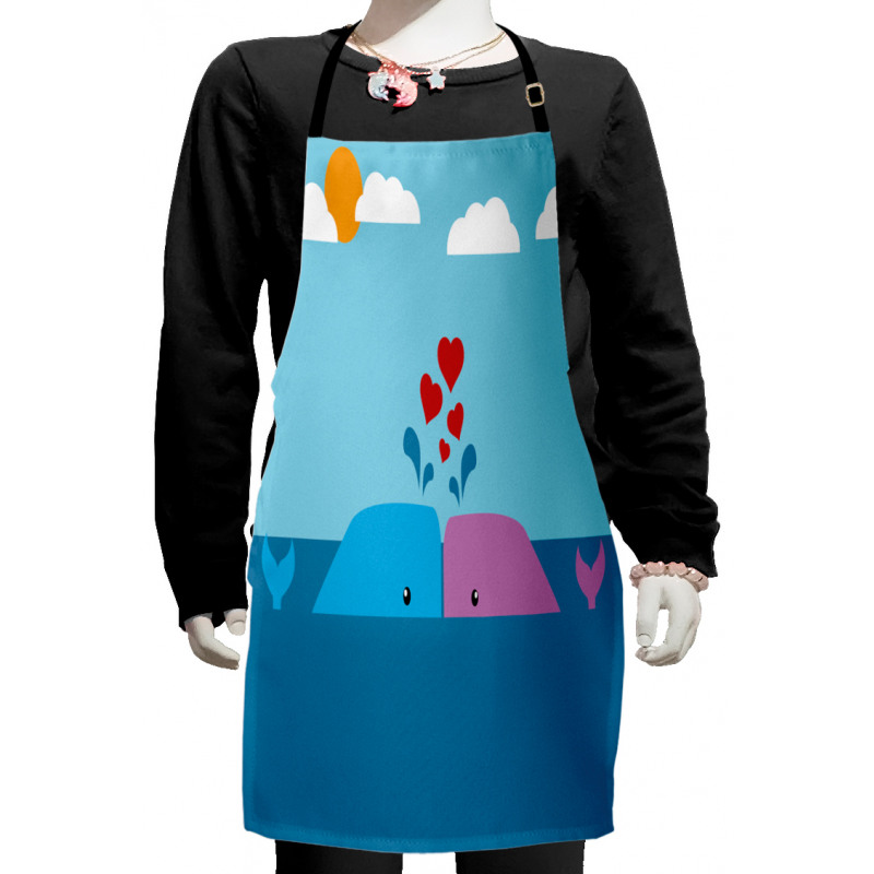 Lover Whales in Ocean Kids Apron