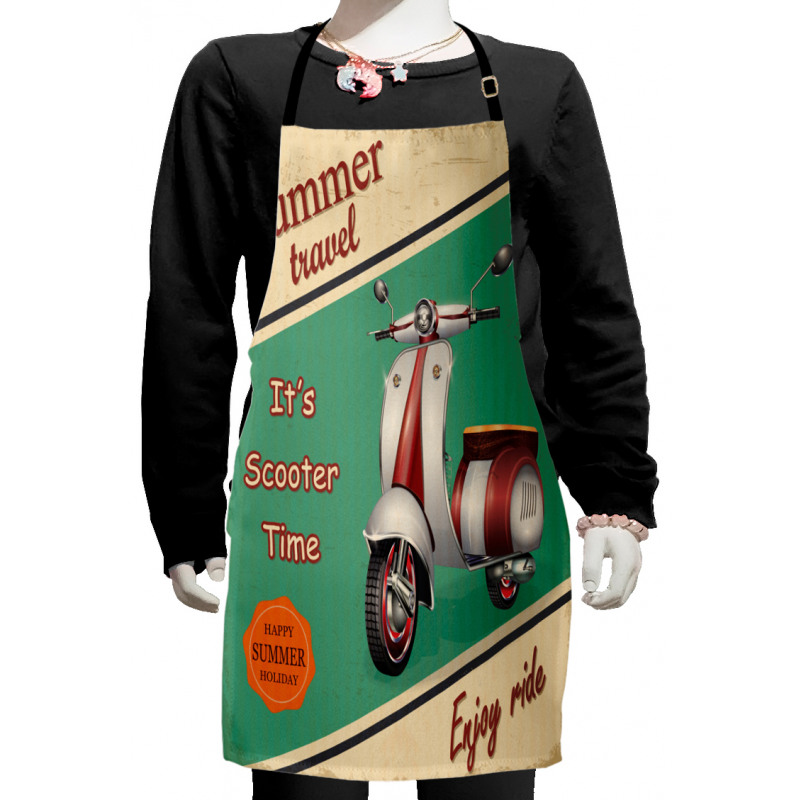 Retro Motorbike Words Kids Apron