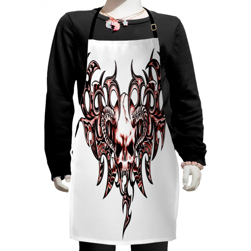 Goat Skull Shaped Swirls Kids Apron