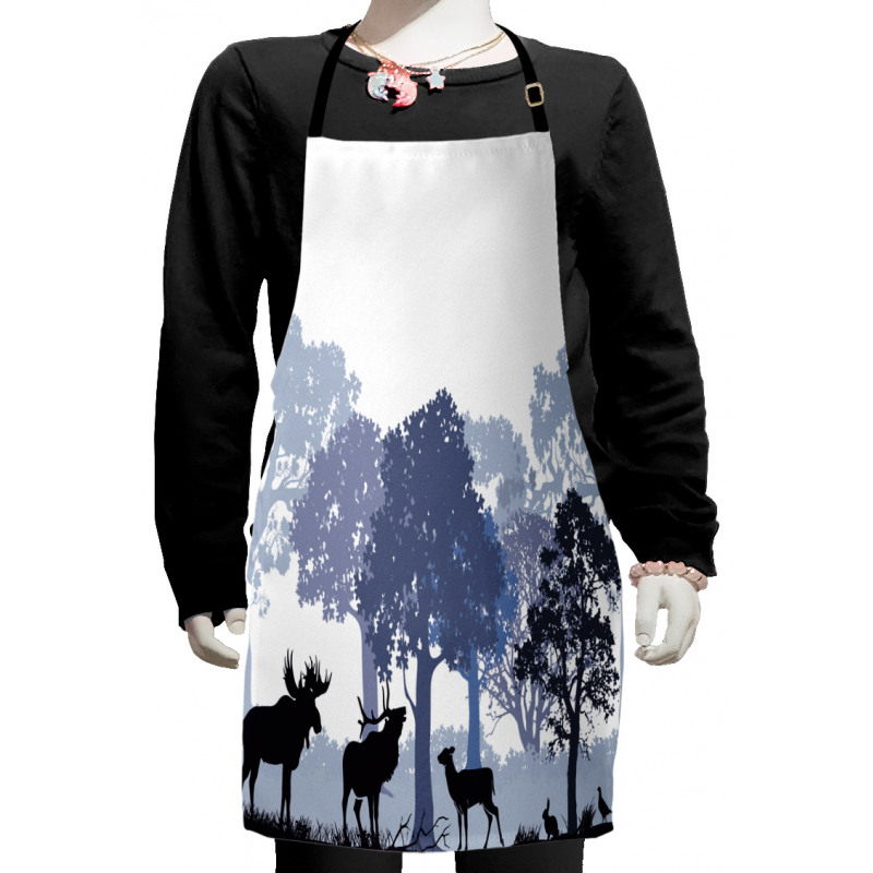 Grey Wild Forest Animals Kids Apron