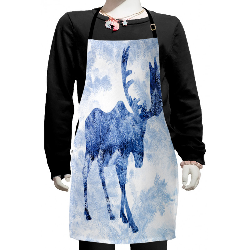 Blue Winter Antlers Tree Kids Apron