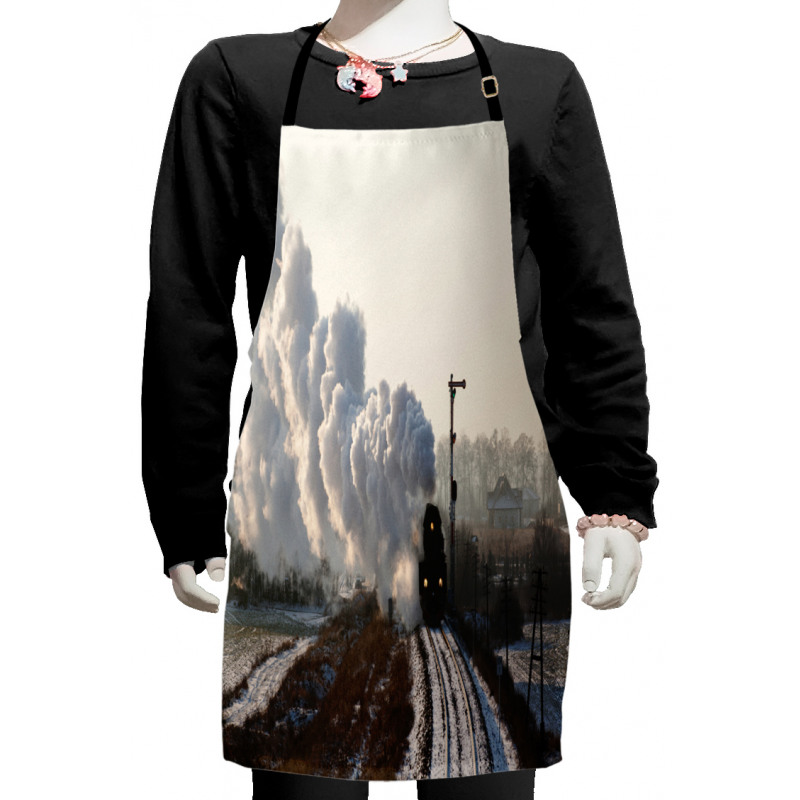 Train Snowy Scene Kids Apron