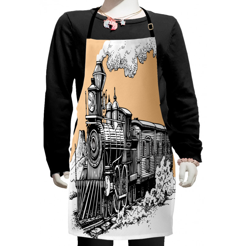 Old Wooden Train Kids Apron