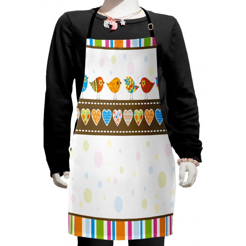 Birds Hearts Stripes Kids Apron