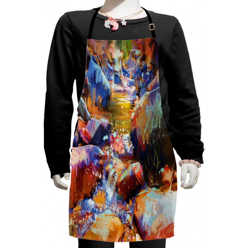 Waterfall River Scene Kids Apron