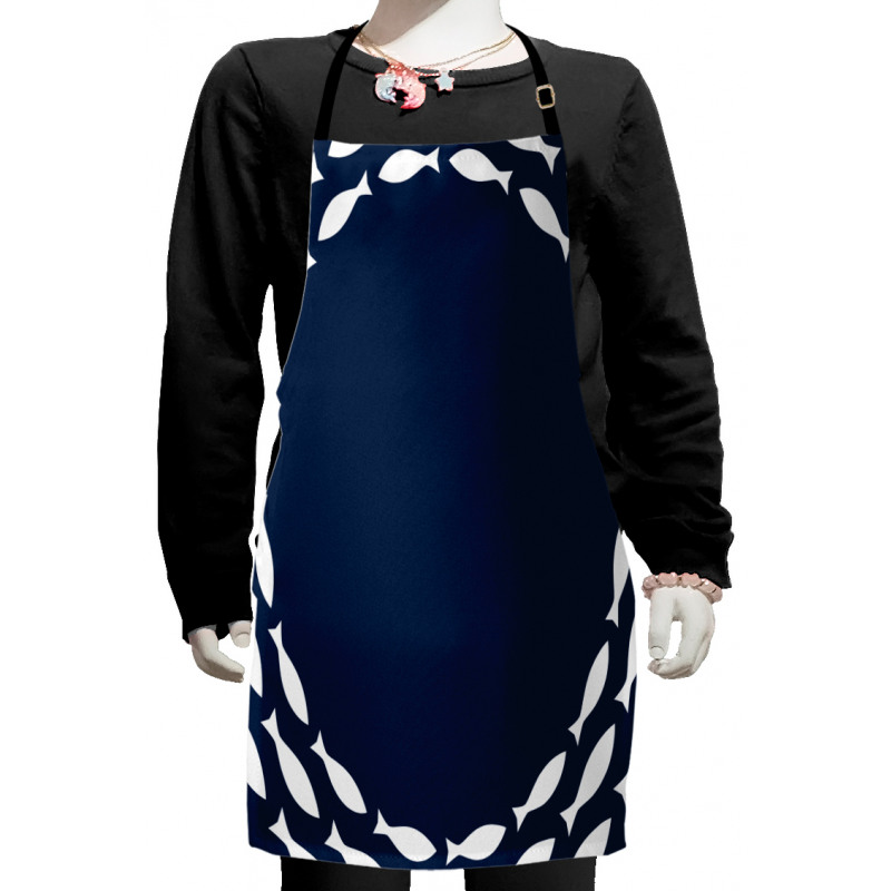 Ocean Navy Fish Circle Kids Apron