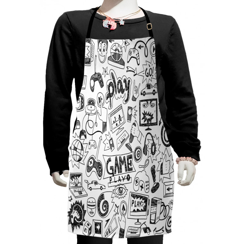 Sketch Style Gaming Kids Apron