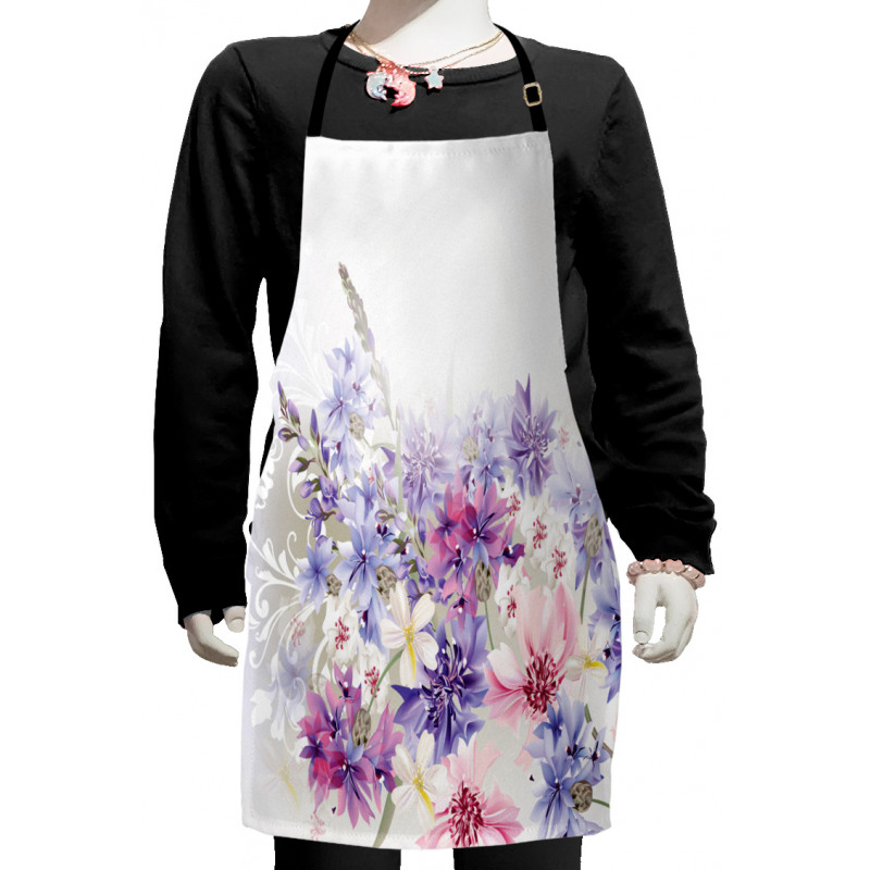 Pink Purple Flowers Kids Apron