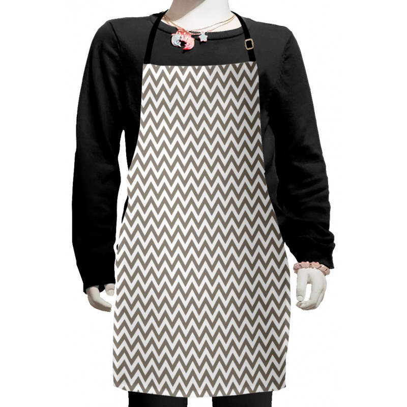 Grey and White Zig Zag Kids Apron