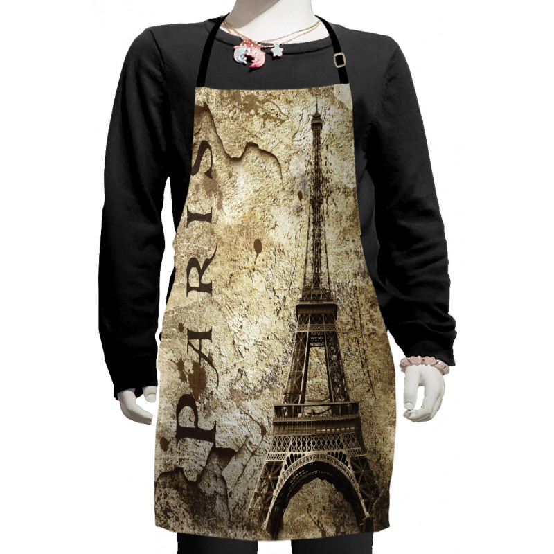 Eiffel Tower on Grunge Wall Kids Apron