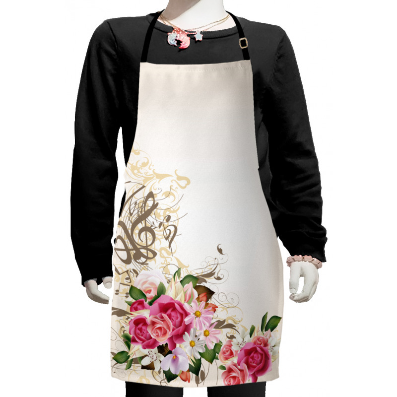 Flowers and Music Notes Kids Apron