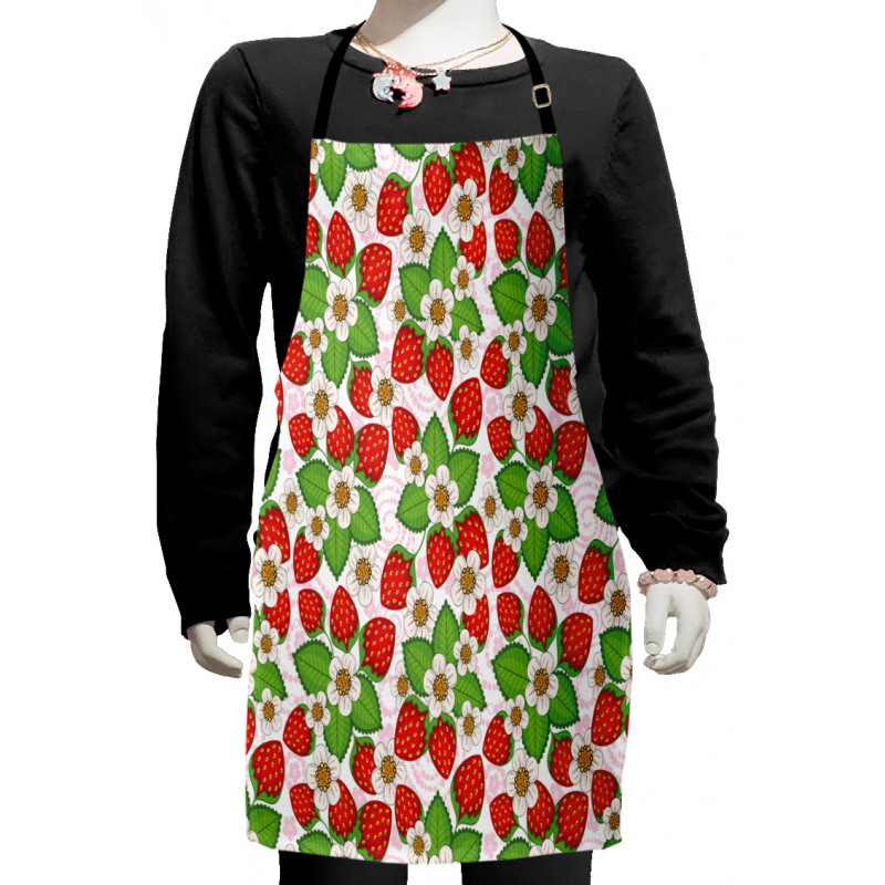 Floral Strawberry Scene Kids Apron