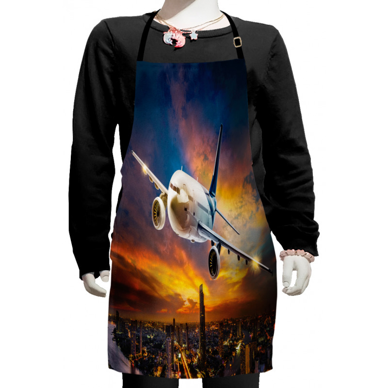 Night Scene with Plane Kids Apron