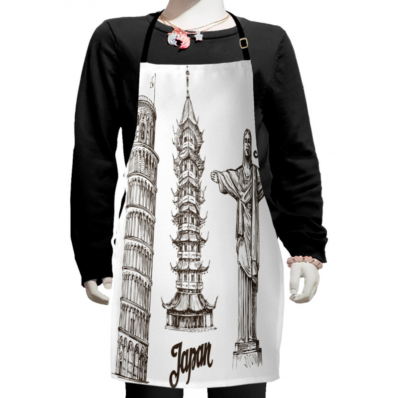 Japanese Style Building View Kids Apron