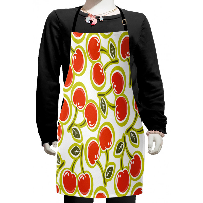 Cherry and Leaves Pattern Kids Apron