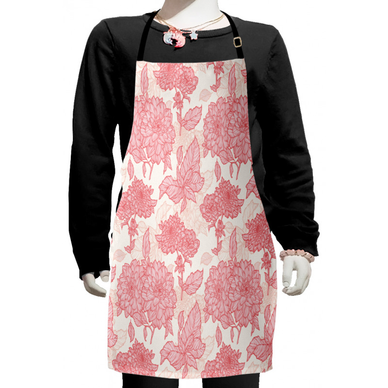 Pink Flowers and Leaves Kids Apron