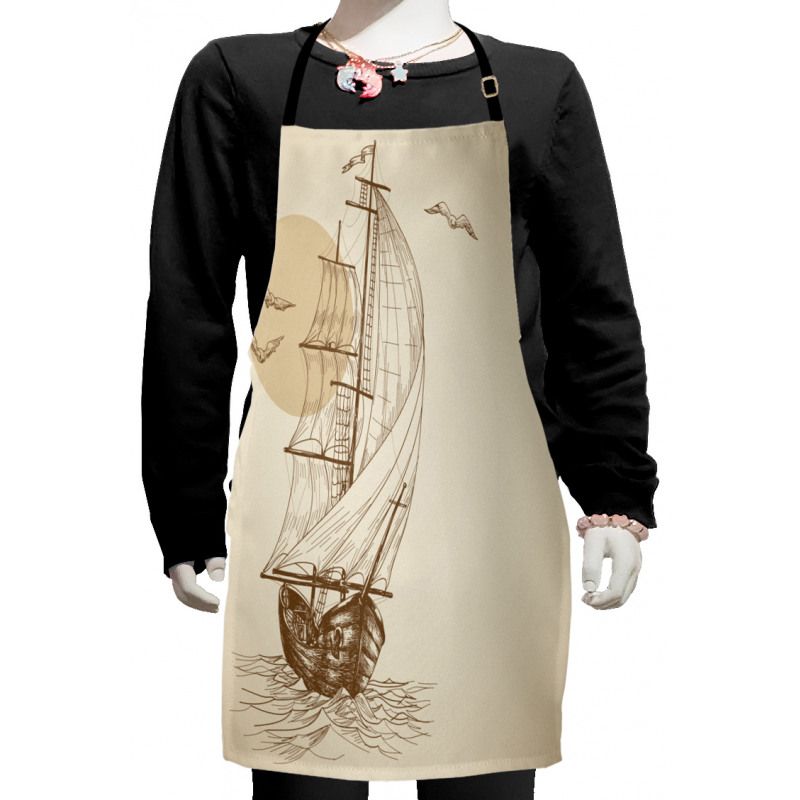 Sailing Ship Birds Sun Kids Apron