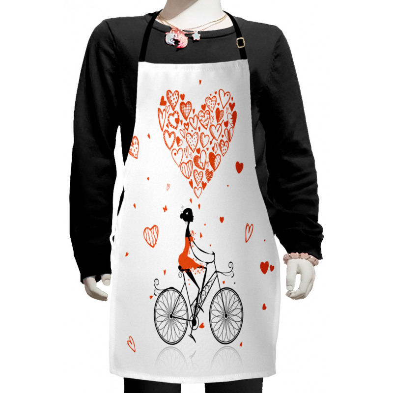 Romantic Cyclist Girl Kids Apron