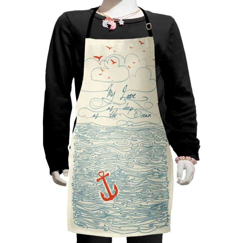 Birds and Waves Message Kids Apron