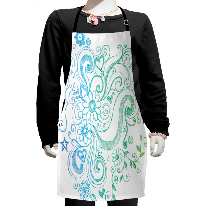 Ombre Sketchy Floral Kids Apron