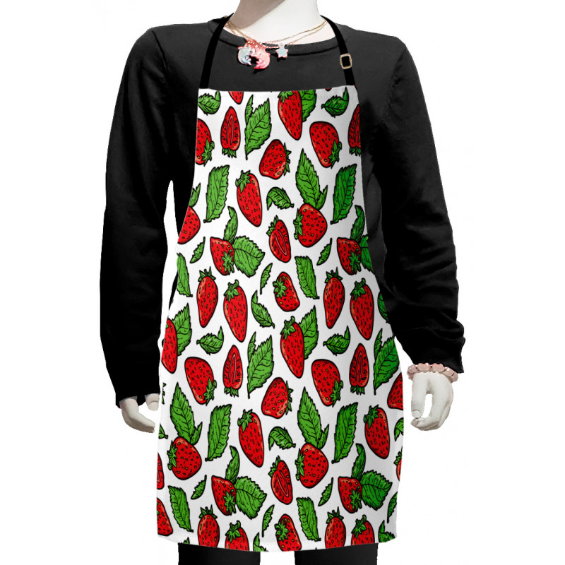 Juicy Strawberries Leaves Kids Apron