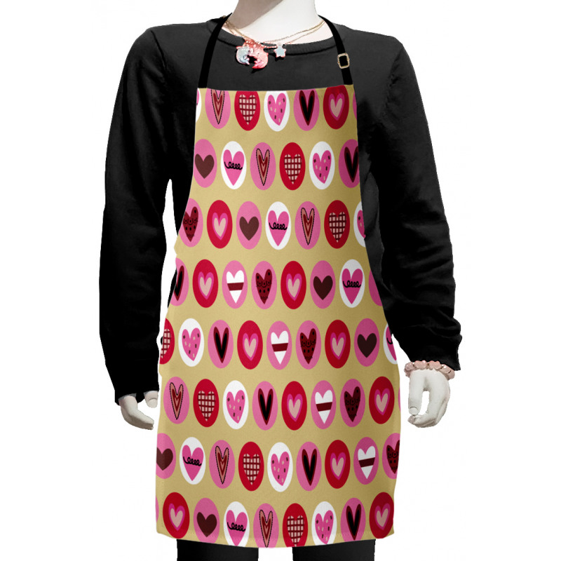 Cartoon Style Hearts Kids Apron