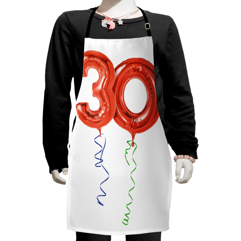 Red Balloons Ribbons Kids Apron