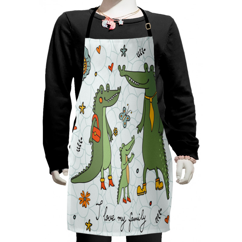 Alligator Family Cartoon Kids Apron