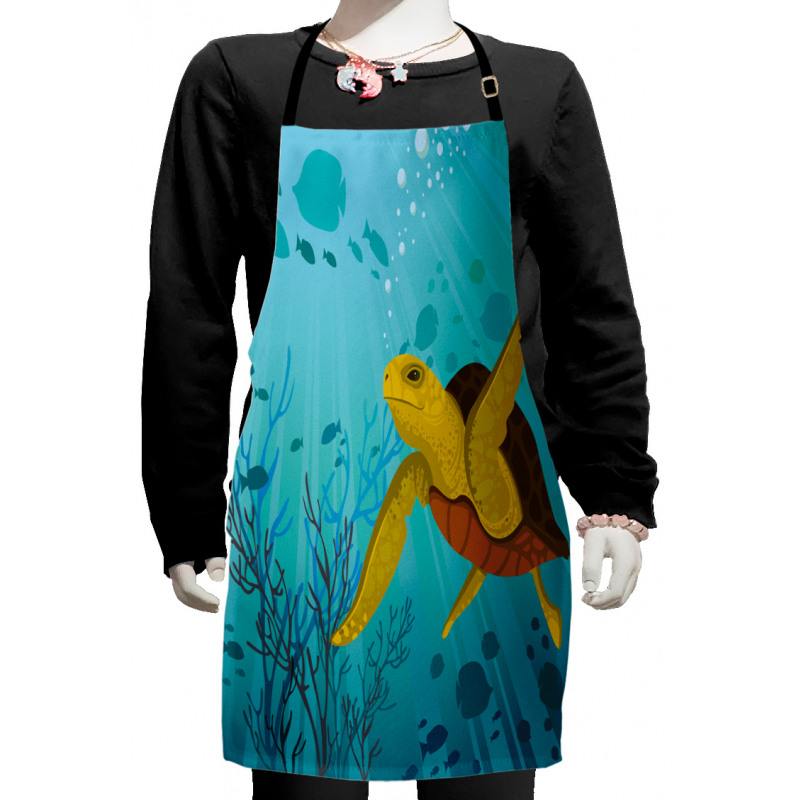 Cartoon Turtle Coral Kids Apron