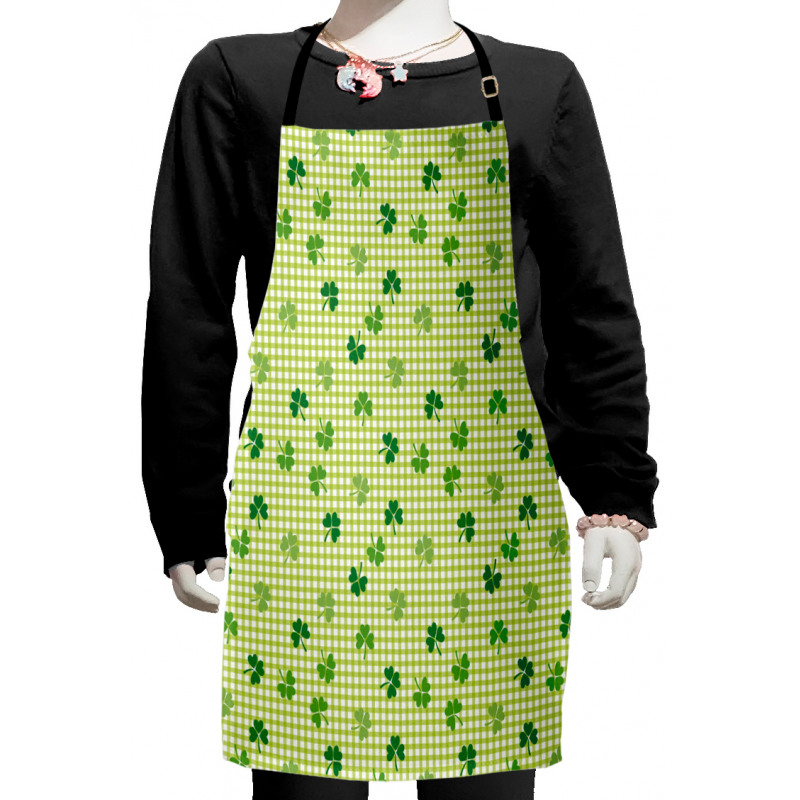 Checkered Retro Shamrocks Kids Apron