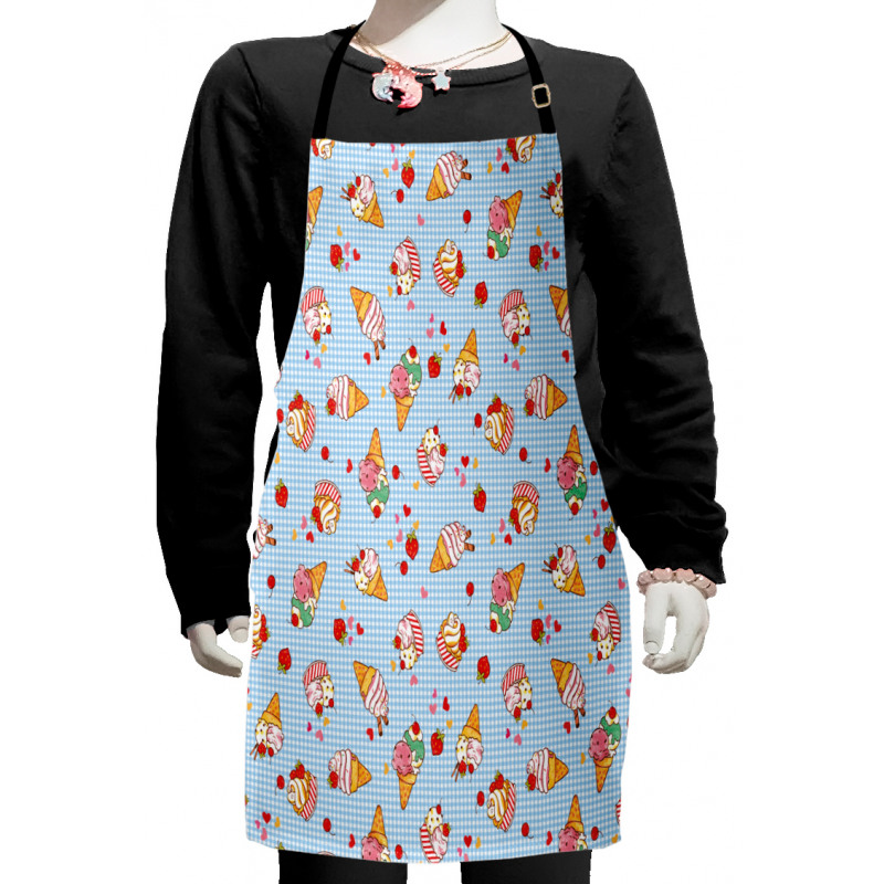 Checkered Tartan Motif Kids Apron