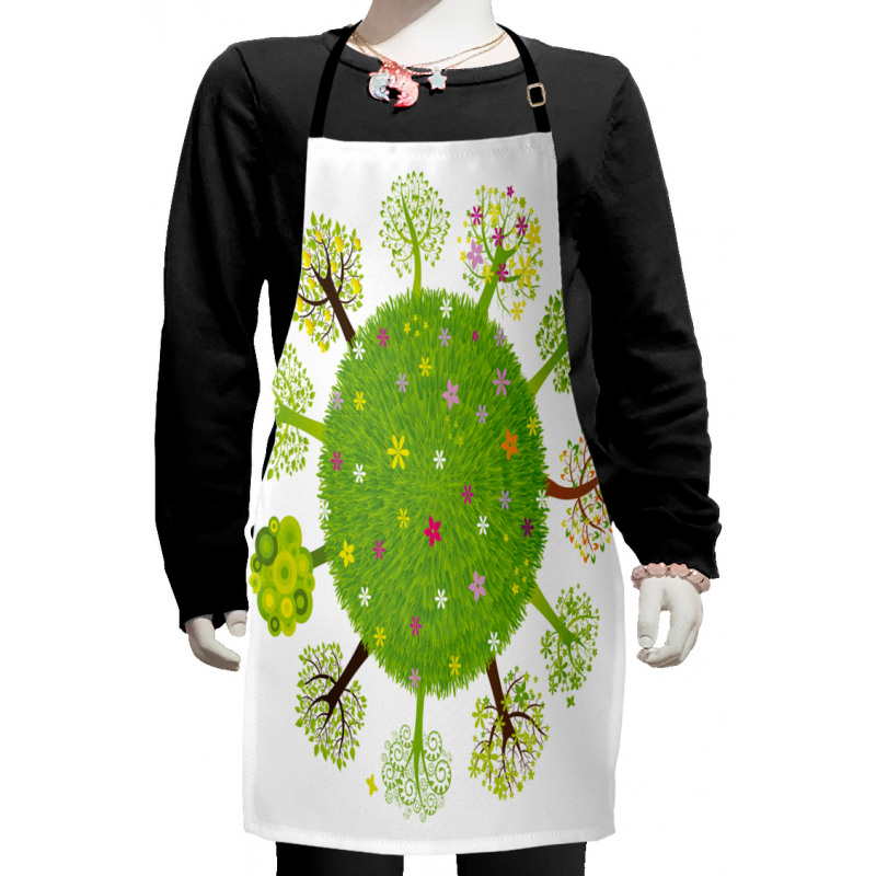 Various Green Trees Bloom Kids Apron