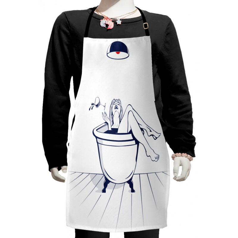 Young Woman in Bathtub Art Kids Apron