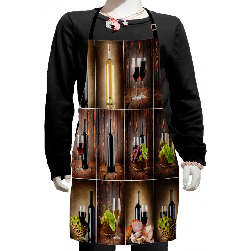 Grapes Meat Drink Collage Kids Apron